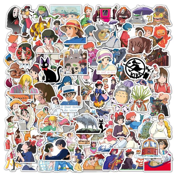 

new waterproof 10/30/50/100pcs anime stickers mix miyazaki hayao spirited away lapphone luggage car guitar kid toon sticker toy sticker