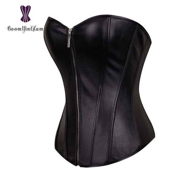 Stile punk Push Up Donna S Plus Size Dimagrante Body Shapewear Corsetto gotico in ecopelle Bustier con zip 834 220524