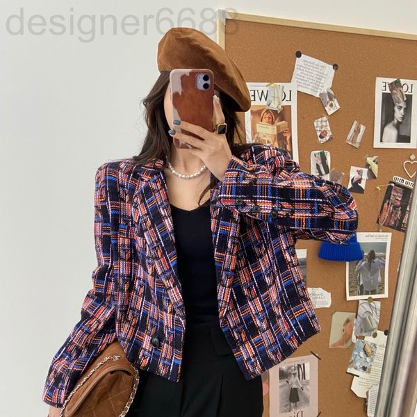 

women's suits & blazers designer sp original plaid weave small fragrance suit coat women's early spring lapel short hwpk, White;black
