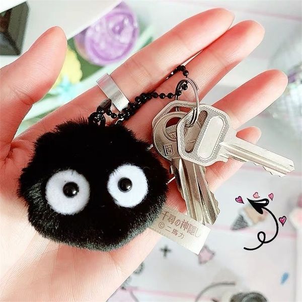

plush keychain spirited away hayao miyazaki my neighbor totoro briquettes elf doll school bag cute accessories 220622, Silver