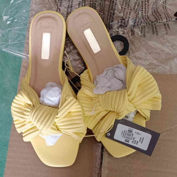 

slippers women's summer shoes comfortable fashion bow knot seaside ladies trendy designer yellow pink female slides 220530, Black