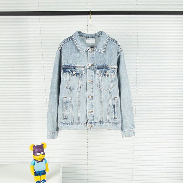 

2022selling 22ss autumn and winter new couple's full printed letter jacquard silk denim jacket for men women.., Black;brown