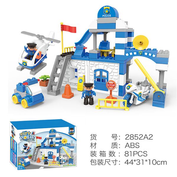 

81pcs town police man building bricks kits with policeman figure motorbike airplane toy fine motor skills development halloween christmas gi
