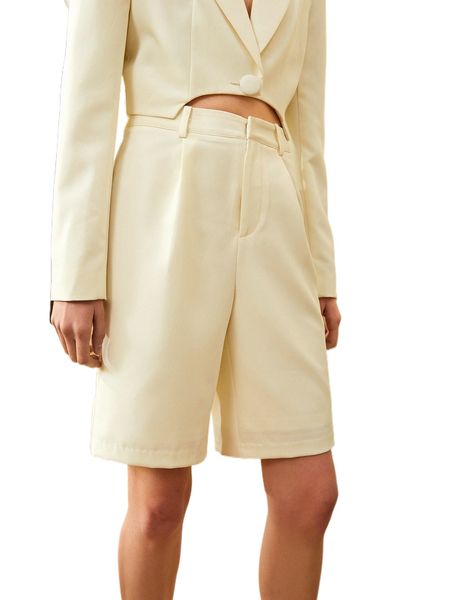 

solid fold pleated shorts m1tj#, White;black