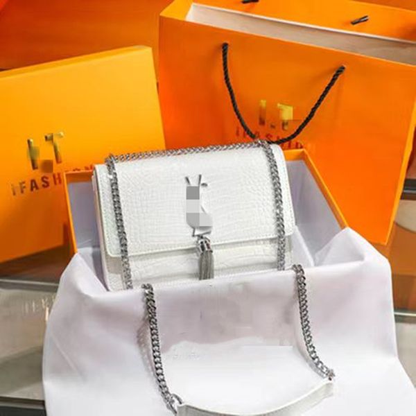 

small squarebags leather women's bag 2022 new all-match fashion tassel one-shoulder diagonal bag chain ladiesbag