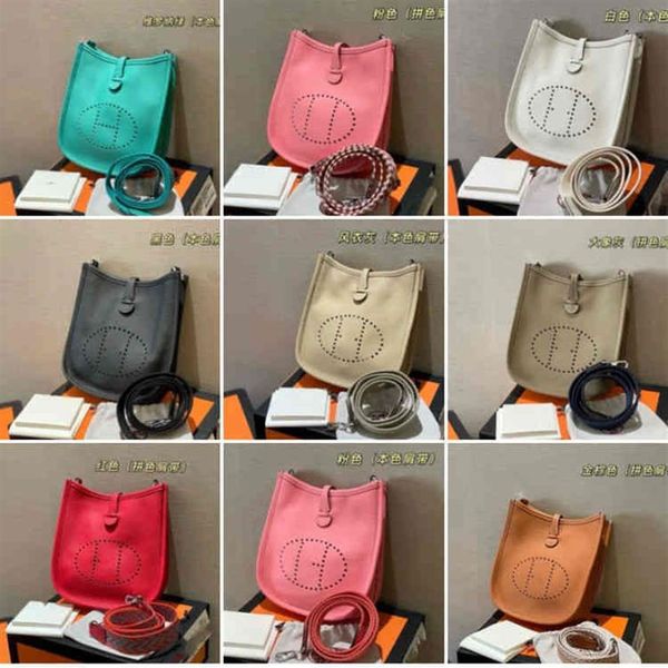 

mini cowhide bucket evelyn leather women's litchi pattern hollow out single shoulder messenger bag small with silk scarfissu307j