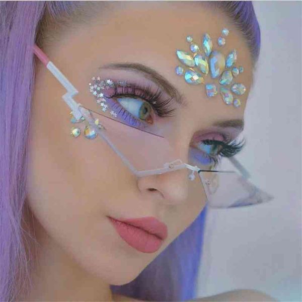 

gg designer cycle fashion cc sunglasses for woman mens ins super fire all in one rimless glasses european and american trend big frame hip h, White;black