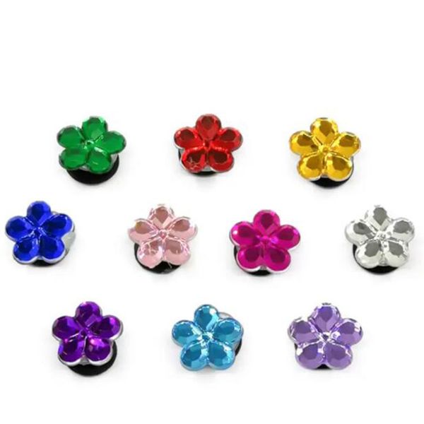 

3 styles crystal croc charms round heart and flower shape shoecharms buckle clog bracelet wristband decoration part, White;pink