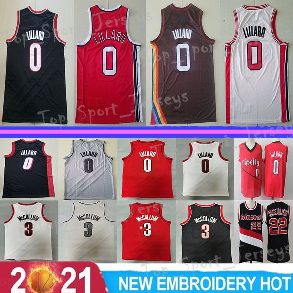 

men basketball damian lillard jersey 0 c.j. mccollum 3 clyde drexler 22 breathable all stitched basketball jerseys, Black;red