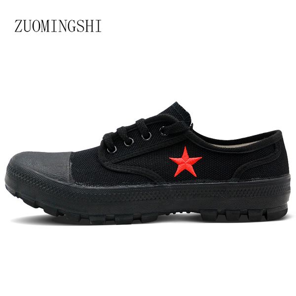 

military boots army shoes men canvas rubber shoes breathe canvas bot, Black;red
