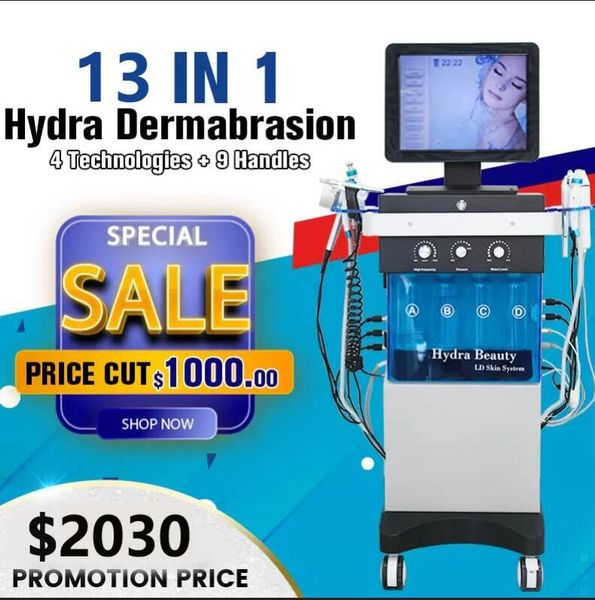 

factory price 13 in 1 hydra facial hydra dermabrasion microdermabrasion machine deep cleansing face lifting hydrodermabrasion equipment fda