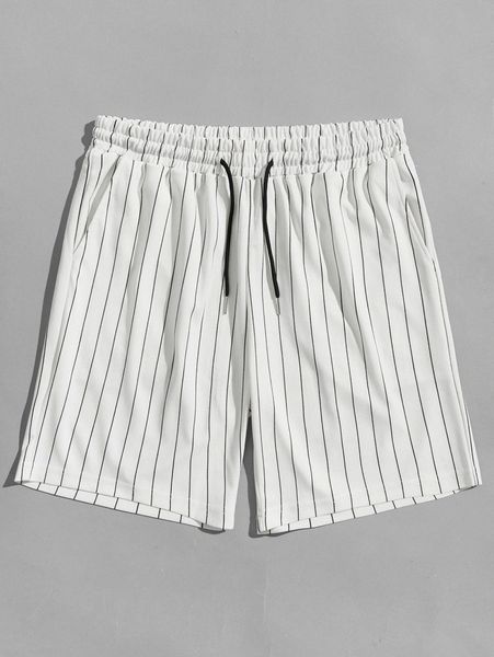 

romwe guys striped drawstring shorts x6bh#, White;black
