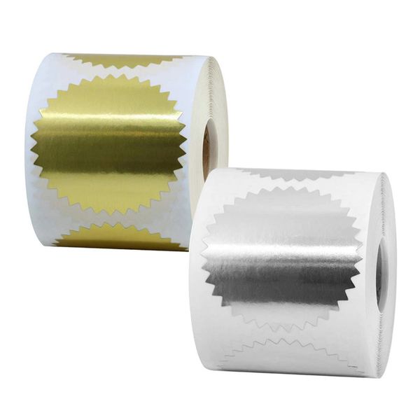 200pcs/roll 50mm Silver Gold Gold Gold Sticker para gravar carimbo, personalize os rótulos de vedação em branco em branco Cartão de convite DIY