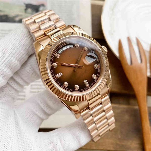 

men's mechanical watches date luxury designer fashion watches mens movement luxury designer watch women's gnny, Slivery;brown
