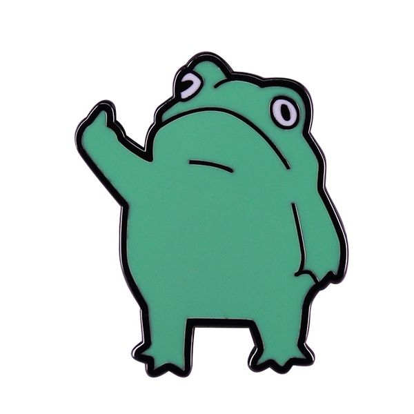 

cute frog middle finger enamel pin green animal toad herpetologist froggy gift brooch jewelry, Blue