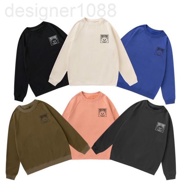 

men's hoodies & sweatshirts designer spring new loose casual letter cartoon small checkered bear print round neck pullover long sleeve, Black