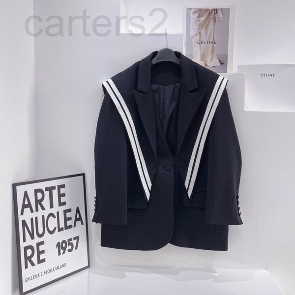 

women's suits & blazers designer chaopai 22 early spring new minority design double-layer navy collar detachable suit jacket with vario, White;black