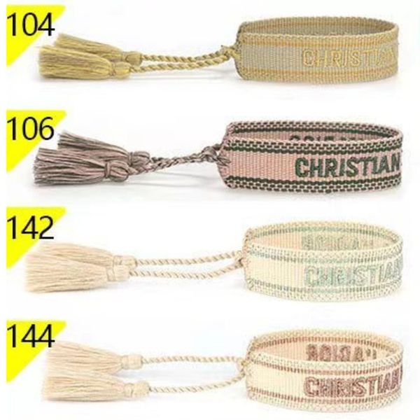 

fashion luxury brand embroidery bracelets classic women men bangles friendship charm bangle woven adjustable tassel vintage couple braided j, Golden;silver
