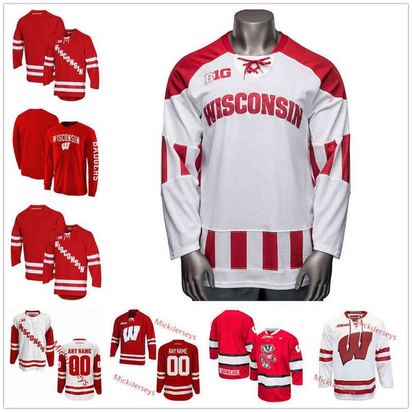 Xflsp College Wisconsin Stitched College Hockey Jersey 6 Peter Tischke 1 Jack Berry 20 Josh Ess 20 Gary Suter 25 Bruce Driver 22 Max Zimmer 17 Ryan