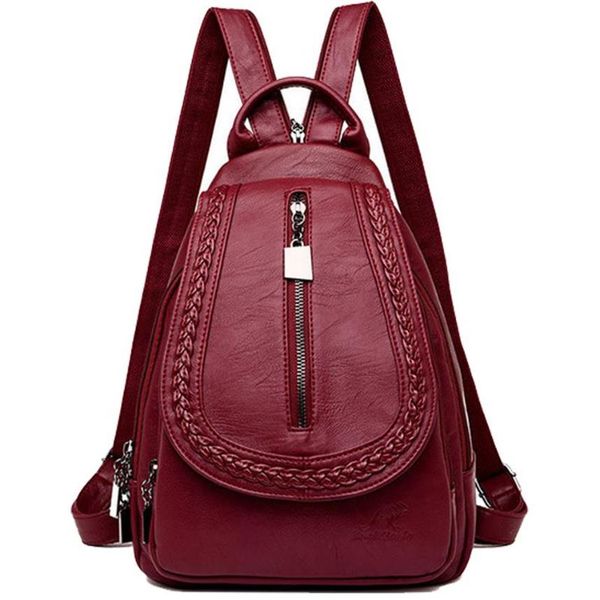

outdoor bags women leather backpacks zipper female chest bag sac a dos travel back pack ladies bagpack mochilas school for teenage186j