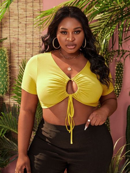 

sxy plus knot front crop a93l#, Black