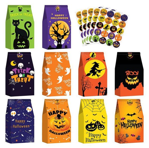 Halloween-Kraftpapiertüten, Weihnachtsfeierzubehör, flacher Mund, Süßigkeitensack, Geschenktüte