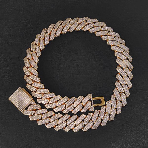 

20mm 16-24inch bling chains gold plated bling cz stone chain necklace bracelet jewelry for men punk jewelry heavy chains, Silver
