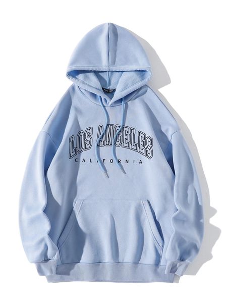 

letter graphic kangaroo pocket drawstring thermal hoodie 88ab#, Black