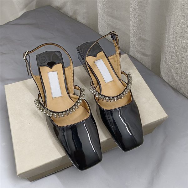 2022Designer Klassische Chunky Heel Frauen Sandalen Party Mode Pailletten Tanz Schuh Dame Sexy Heels mit Box Größe 35-40