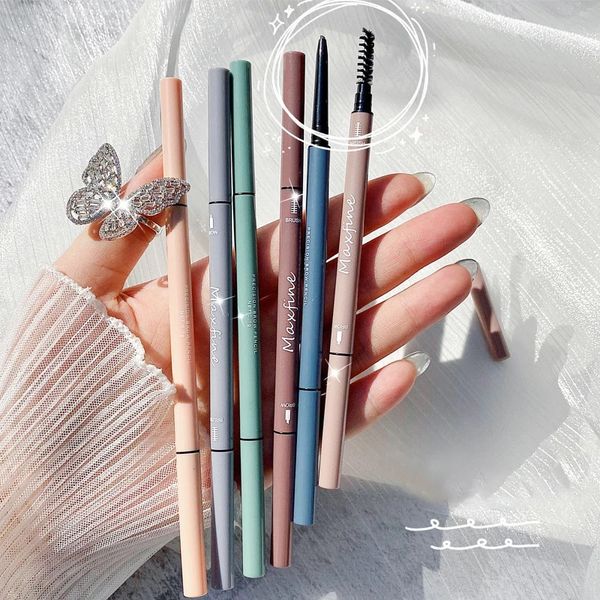 

maxfine ultra fine triangle eyebrow pencil precise brow definer long lasting waterproof morandi cool brown eyebrow makeup 6 color