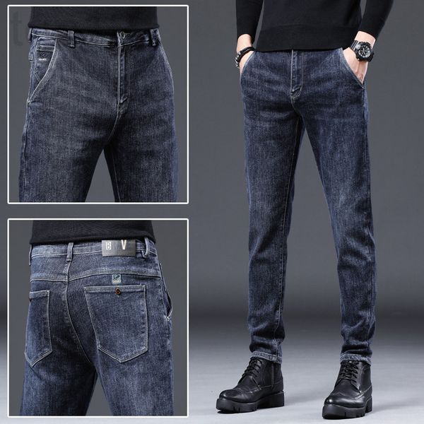 

men's jeans designer autumn and winter 2022 new high-end blue jeans men's korean fashion slim fit versatile elastic long pants 868