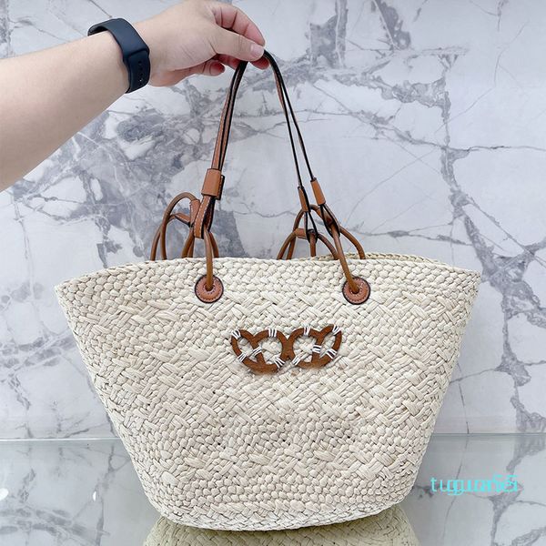 

Straw Bag Shoulder Bags Handbags Plain Knitting Crochet Embroidery Open Casual Tote Interior Compartment Two Thin Straps Leather 2022, Black