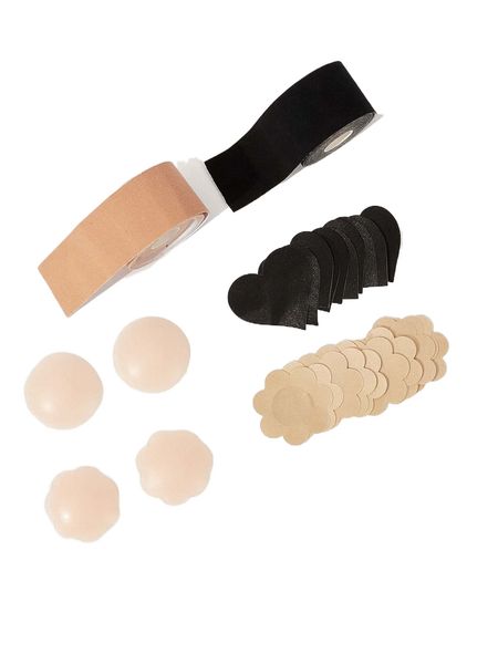 

12pairs nipple cover & 2rolls adhesive breast tape q2o7#, Black;red