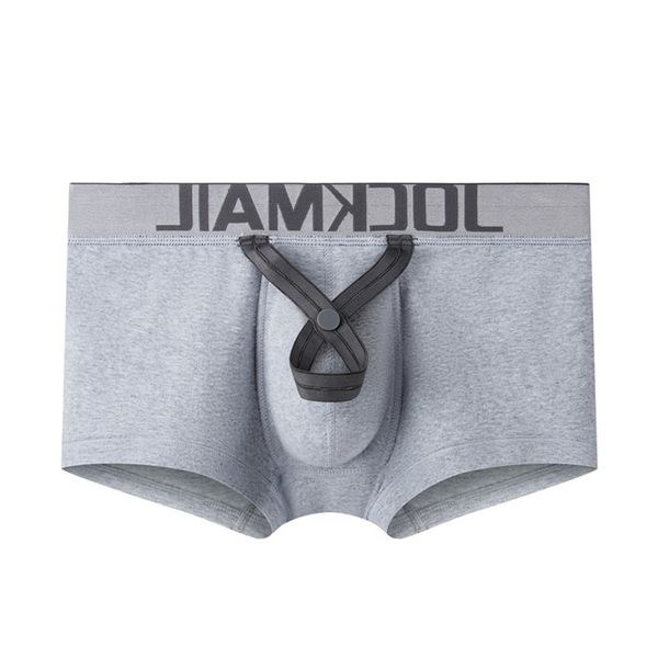 Jockmail sexy homens boxer pênis bolsa u convexo protuberância algodão respirável homens roupa interior balas anel separado gay 220423