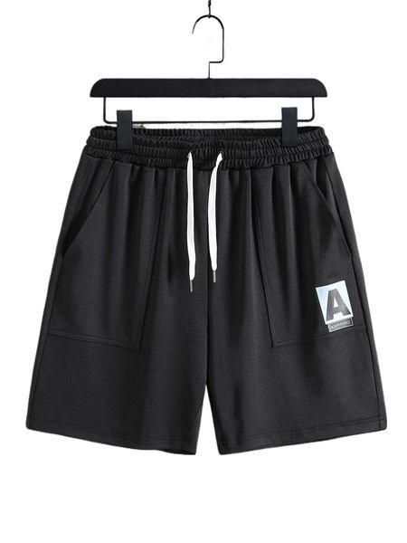 

men letter graphic drawstring waist shorts x7mc#, White;black