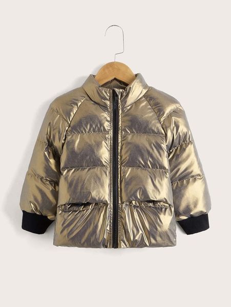 

toddler boys contrast panel raglan sleeve puffer coat she, Blue;gray