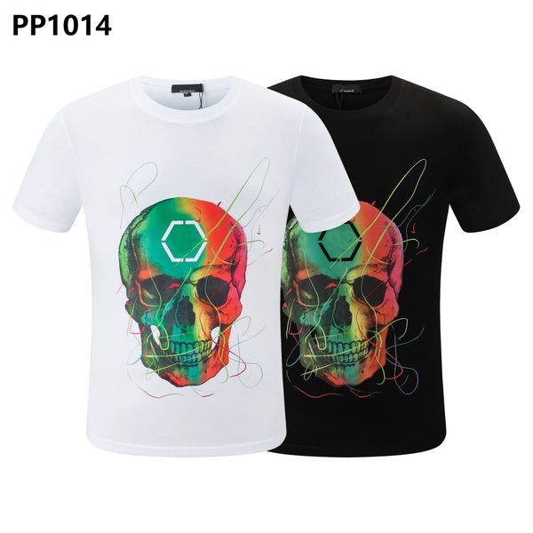 

mens skull tshirt designer short sleeve high-quality mens new pure cotton wrinkle resistant sweat absorbing luxury mens wear, White;black