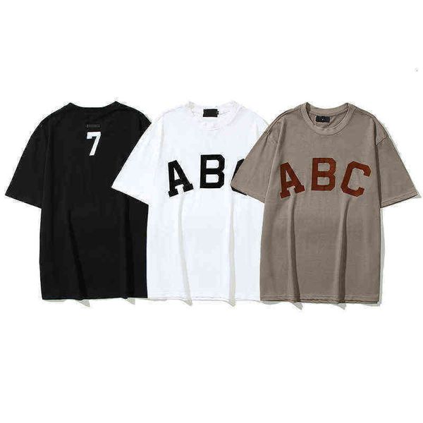 

essential multi thread abc flocking letter print short sleeve beach loose t-shirt tide easily lovely teenagers black white coffee crew neck, White;black