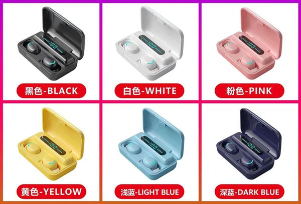 

f9-5c tws wireless bluetooth earphones headphones 2200mah charging box with microphone sport waterproof headsets earbuds
