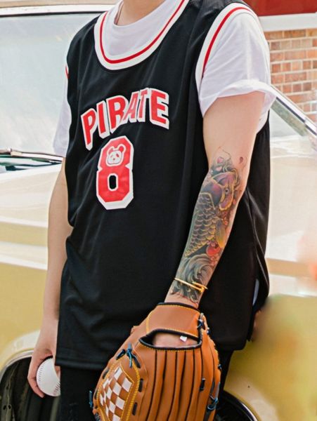 

extended sizes men letter and cartoon graphic tank without tee 927s#, White;black