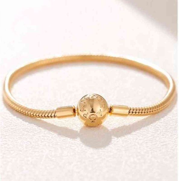 

luxury fashion 18k rose gold bracelets original box for pandora sytle charm beads 925 silver snake chain bracelet women jewelry 1y9e, Golden;silver