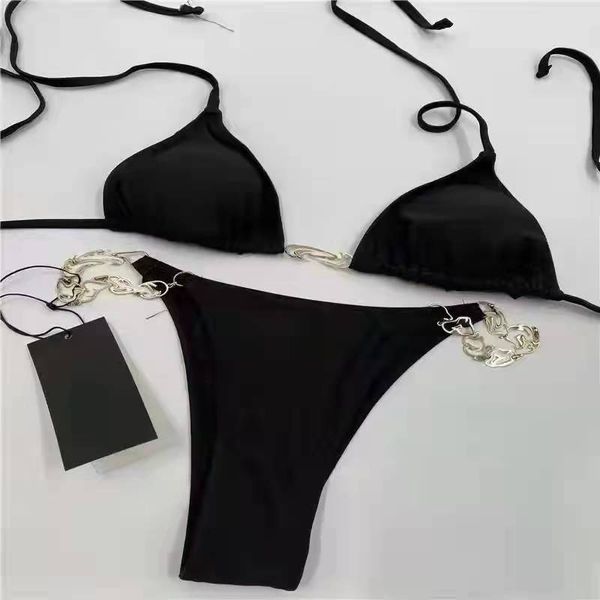 

women bikini swimwear swimsuit bikini designer bikinis bathing suits beach wear swimming womans biki set womens swims letter printed sw, Black