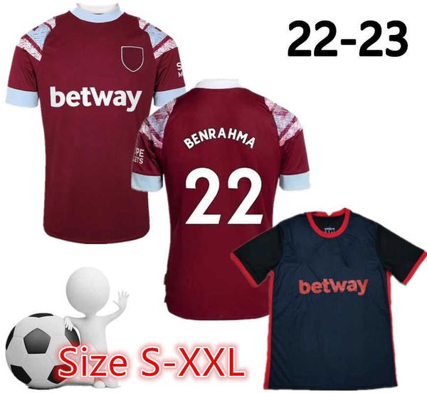 

22 23 west hams bowen rice soccer jerseys united benrahma lanzini antonio yarmolenko noble fornals dawson vlasic soucek 2022 jersey football, Black;yellow