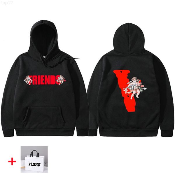 

men's v high-quality hoodies & sweatshirts high-end letter printing ins trend men and women with the same style couple hoodie v0301, Black