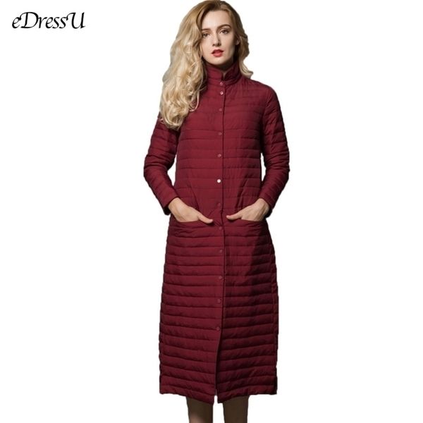 

long downjacket women long jacket grey outwear ultra light downcoat stand collar autumn winter jacket casual warm coat yd13 y200107, Black