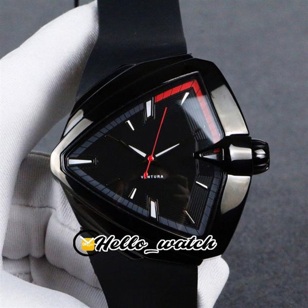 

new ventura elvis80 h24551331 h24555331 automatic black dial mens watch red/gray inner pvd black steel case rubber sport watches h176v, Slivery;brown