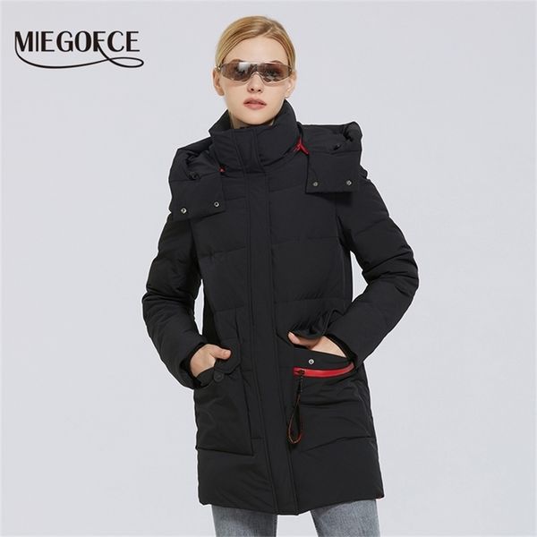 

miegofce winter women's cotton coat warm windproof jacket simple design winter parka women clothes wintertime coat 201214, Black