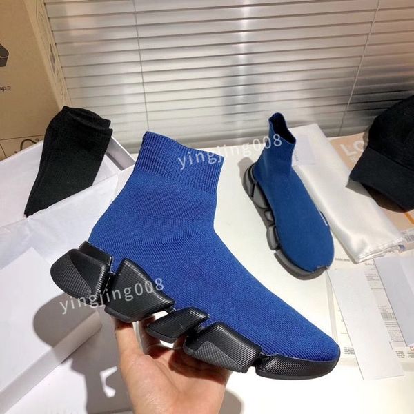 

paris designer sock shoes women breathable sneakers race runners shoes mens and womens sports size35-45, Black