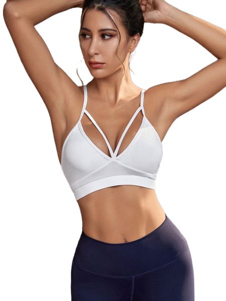 

light support cut out crisscross back sports bra c4nv#, Gray