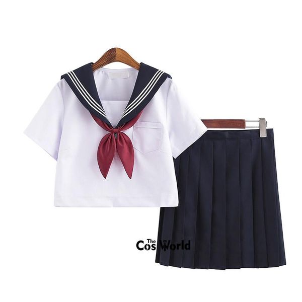 Kleidungssets Weiß Marineblau Sommer Matrosenanzug Tops Röcke JK High School Uniform Klasse Studenten StoffKleidung